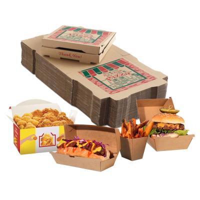 China Wholesale Recyclable Cheap Biodegradable Corrugated Cardboard Pasta Delivery Wrapping Paper Custom Printed Pizza Takeout Box Fast Food Recyclable for sale