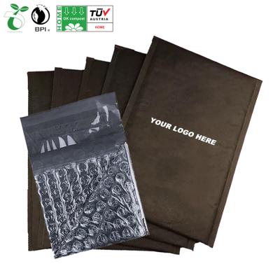 China Eco-Friendly/Bio Based/Sustainable/Compostable/Factory Based/D2W Factory Price Customize Biodegradable Recycled Matte Black Kraft Paper Padded Envelope With Compostable Bubble Mailers for sale