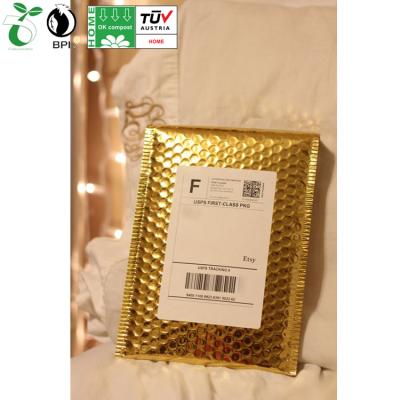 China Strong Adhesive/Shock-resistance/Waterproof/Interesting Printing Customized Printed Metallic Holographic Biodegradable Bubble Mailers Bubble Mailers Black Pink Rose Gold Poly Padded Bubble Wrap for sale