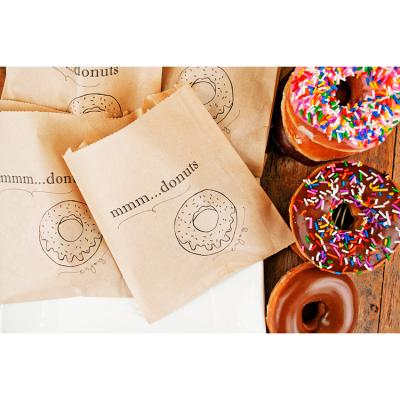 China Recyclable Custom Printed Logo Grease Oil Proof Burgers Bread Burger Donuts Catering Packaging Fried Food Kraft Paper Bags Greaseproof for sale