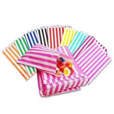 China Wholesale Customized Recyclable Favor Candy Stripe Food Gift Wrapping Paper Small Paper Bags With Your Own Logo For Parties for sale