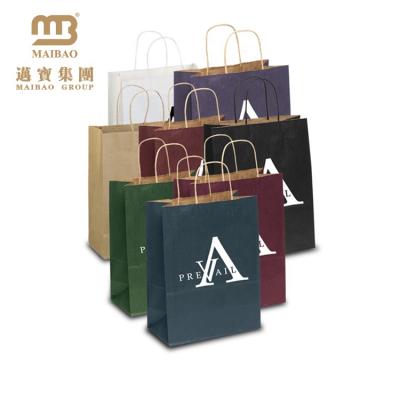 China Small Recyclable Recycled Simple Black Kraft Paper Craft Party Retail Gift Bag Shopping Paper Bags With Handle for sale