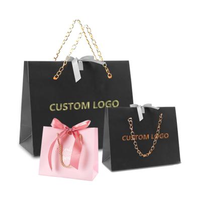 China Euro Small Fashion Recyclable Custom Handle Tote Packaging Art Paper Bag Gift Jewelry Shopping White Paper Bag With Logo Print for sale