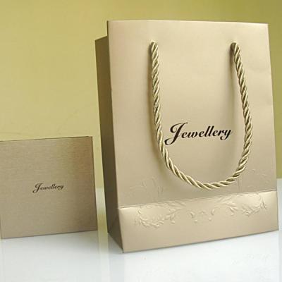 China High Quality Premium Elegant Luxury Gift Customized Recyclable 250gsm Jewelry Packaging Art Paper Bags For Jewelry With Satin Ribbon for sale