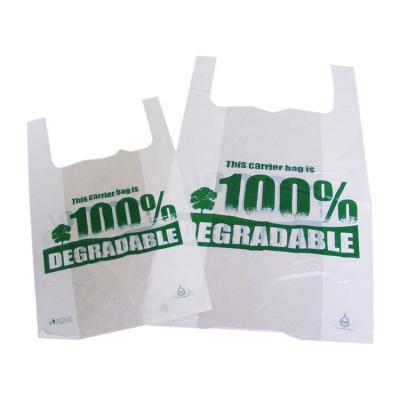 China 100% Degradable Degradable Grocery Potato Corn Starch Organic Polyethylene Supermarket Shopping D2W Carry T-Shirt Plastic Bags for sale