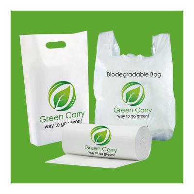 China d2w BIODEGRADABLE Home Compostable Degradable T-Shirt Carry Grocery Cornstarch Packaging Organic Shopping 100 Biodegradable Plastic Bags for sale