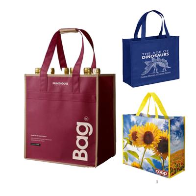 China Eco Friendly Bulk Carrier PP Reusable Grocery Laminated Non Woven 6 Bottle Wine Packaging Foldable Shopping Bags For Split Bottles for sale