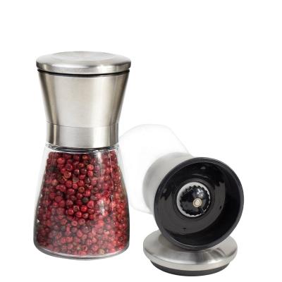 China Sustainable Manual Kitchen Aid 200ML Salt And Pepper Grinder With Plastic Stainless Steel Lid Cover for sale