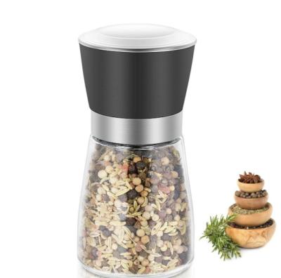 China Sustainable High Quality 180ml Black Lid Salt And Pepper Spice Shaker Mills Plastic Grinder for sale