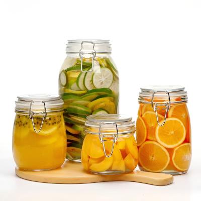 China Freshness Preservation Wholesales Factory Price Glass Jar With Metal Clip / Storage Jar Glass Bottle With Flip Top for sale