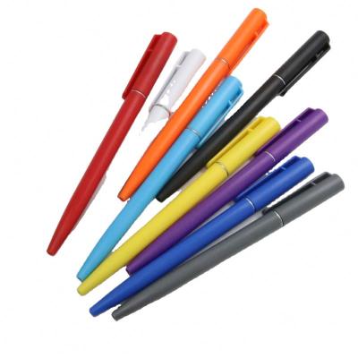 China Promotional Pen Plastic Hot Sale Hotel Pens With Custom Logo Pen Thin Logo 13.3*1 cm Black Or Blue Refill for sale