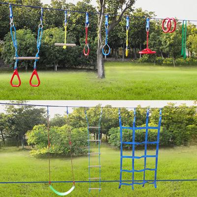 China Wholesale Durable Swinging Ninja Slackline Obstacle Course Monkey Bar Ninja Warrior Kids Gym Slackline Hanging Set for sale