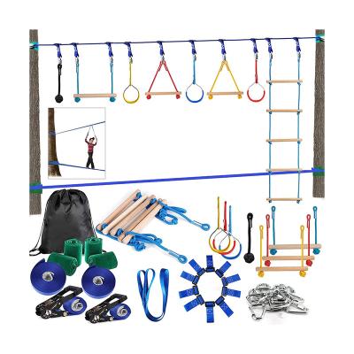 China Durable Wholesale Price Kids Slackline Slackline Ratchet Line Set Kit Sports Slack Line Obstacle Course Obstacle Course Loose Line for sale