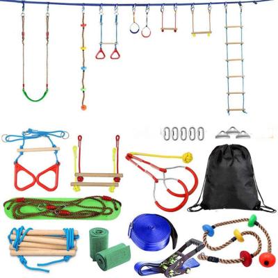 China Durable Kid Playground Amusement Park Kids Hazard Loose Line Ninja Warrior Obstacle Loose Line Obstacle Course Sports Race for sale