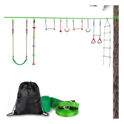 China Ninja Climbing Line Hanging Kids Amusement Park Playground Loose Line Of Course Durable Good Quality Backyard Fighter With Net For Cargo for sale