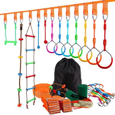 China Durable Outdoor Hanging Line Ninja Warrior Obstacle Course Ninja Slackline Obstacle Course Monkey Bar Kit Ninja Warrior Kit Tree for sale