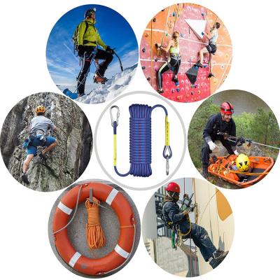 China Durable Custom Logo Outdoor Rock Static Climbing Rope Safety High Strength Rope Increasing Tree Emergency Exit Climbing Rappelling Rope for sale