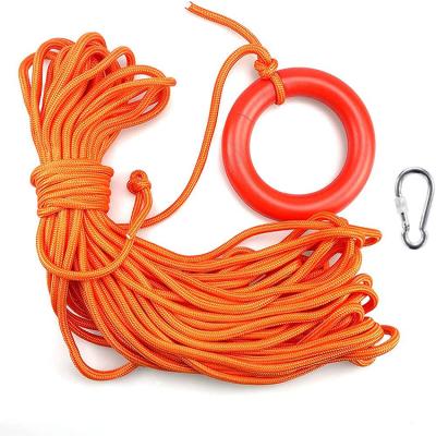 China Custom Logo 8Mm 10Mm 12Mm 16Mm Durable Custom Logo Polypropylene Water Rescue Rope Lifesaving Throw Rope Lifeguard Reflective Floating Rope for sale