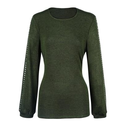 China Custom Anti-wrinkle Ladies Long Sleeve Top Casual Knit Top Women T-Shirt for sale