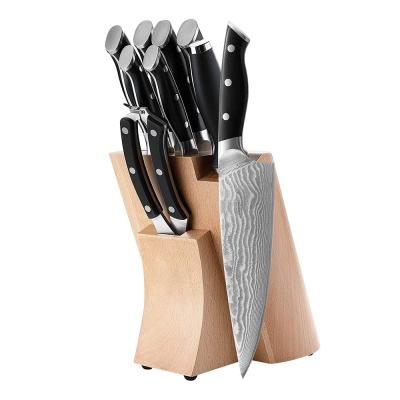 China Sustainable 9 Pcs High End Knife Set Wholesale Kitchen Cutting Chef Knife Set With Knife Holder for sale