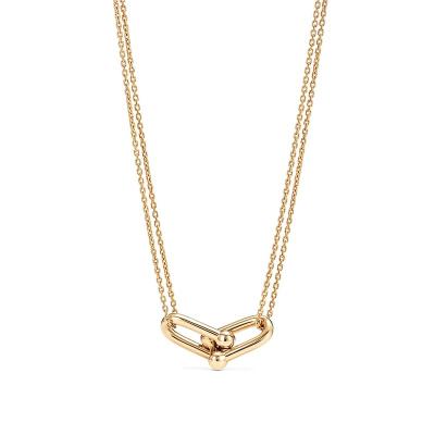 China CLASSIC 925 Sterling Silver TFN Double Link Rose Gold HardWear Link Necklace Chain Pendant Lock Jewelry Fashion For Women for sale