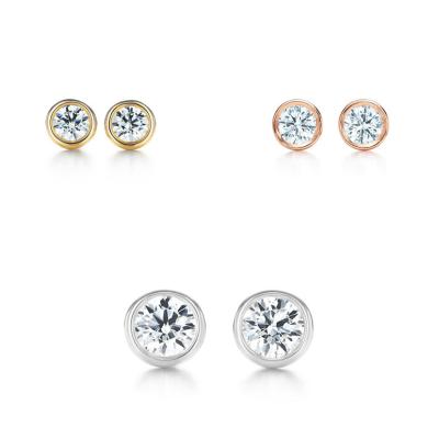 China CLASSIC 925 Sterling Silver Stud Earrings Single Stone Earring Around Brilliant Diamonds Stud Earring Tiffny Jewelry For Women for sale