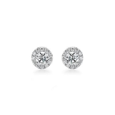 China Simple Classic 925 Sterling Silver Zircon Stone Stud Earrings Classic Pave Diamond Studs TFN Jewelry For Women Girls for sale