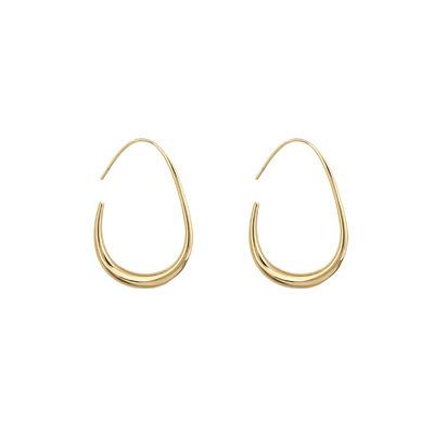 China CLASSIC Teardrop Circle Earrings For Women 14k Gold Oval Large Pull Through Circle Earrings 925 Silver Jewelry Gift For Teen Girls for sale