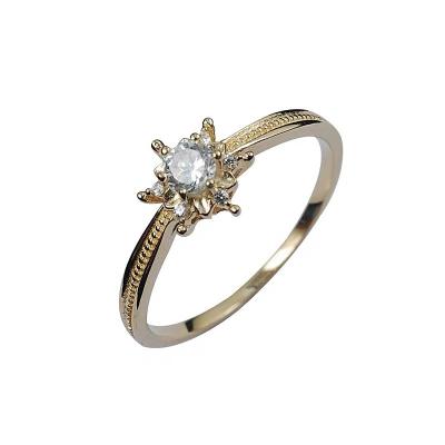 China Ring Hollow Cubic Zirconia Snowflake Classic Gold Plated Ring For Women for sale