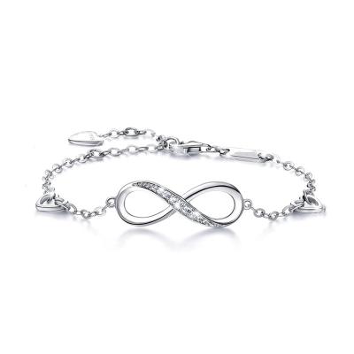 China Sterling Silver Infinity Anklet Bracelet Women's 925 BOHEMIA Endless Charm Big Symbol Adjustable Love Bracelet Anklets Gift For Women for sale