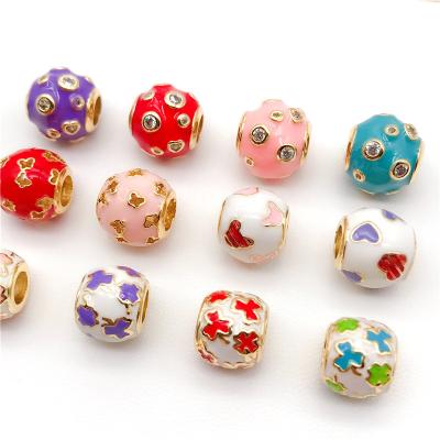 China Classic Mickey Love Glass Charm Bead Colorful With Enamel Fit 14K Pand Accessory Designer Jewelry For DIY Bracelet Necklace for sale