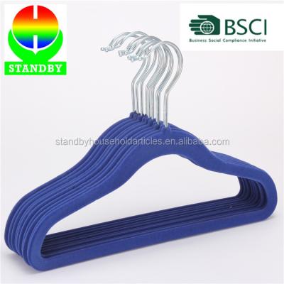 China Multifunctional Kids Standby Velvet Flocking Non-slip Clothes Hanger Hanger For Kids for sale