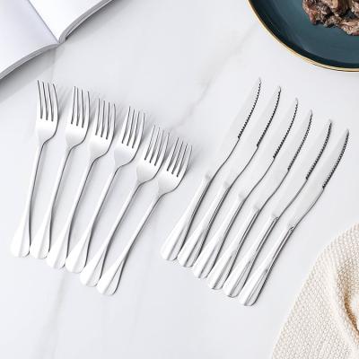 China 12 Pcs Steak Set Modern Design Restaurant Steak Sustainable High Quality Fruit Used Stainless Steel Knife and Fork Set for sale