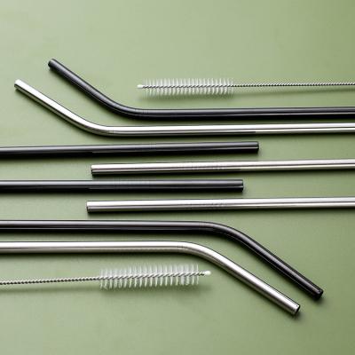 China Viable Retail Reusable Black Metal PVD Set Stainless Steel Straws Christmas Drinking Straw With Bag for sale