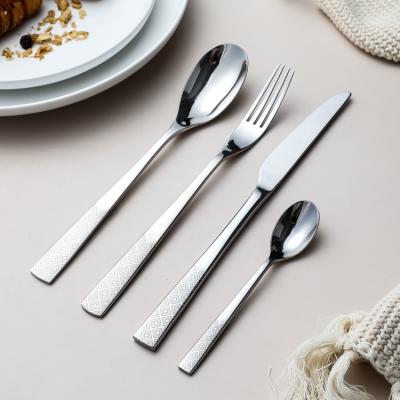 China Viable Elegant Design Silver Korean Cutlery Set Custom Dinner Spoon Stainless Steel Spoon Set for sale