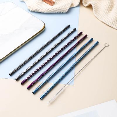 China Hot Sale 7 Pcs Viable Cheap Christmas Reusable Metal Drinking Straw Stainless Steel Custom Colored Metal Straws Set With Brush for sale