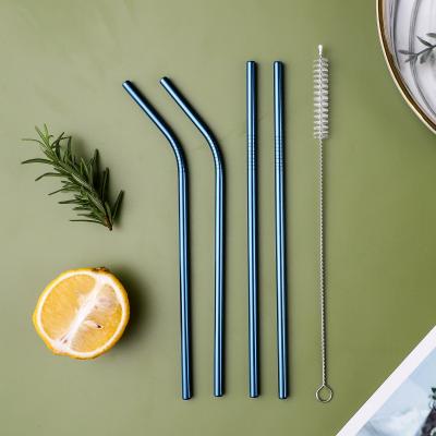 China Cheap Stainless Steel Viable Metal Suppliers Jieyang Drinking Straw Customize Christmas Metal Straws Reusable Blue Set for sale