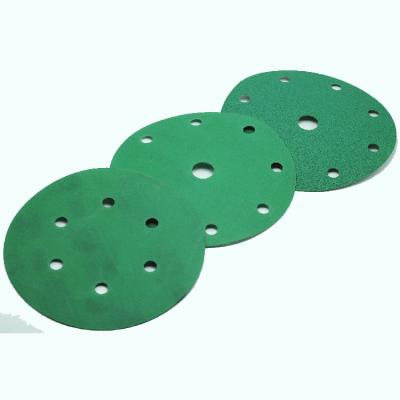 China LARIX Metal Polishing 5 Inch Hook and Loop Abrasive Green Coating Sanding Disc Around Sand Paper for sale