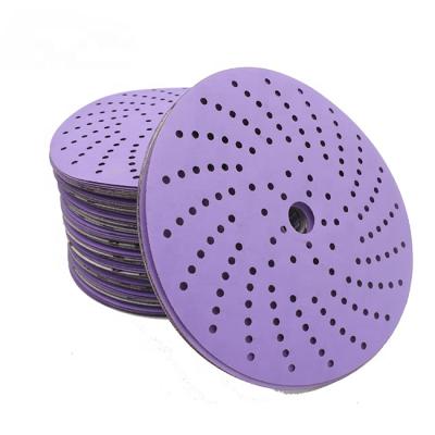 China LARIX Metal Polishing 5 Inch Hook and Loop Abrasive Purple Sanding Disc Around Sand Paper for sale