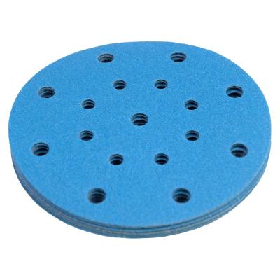 China LARIX Metal Polishing 5 Inch Hook and Loop Abrasive Blue Sanding Disc Around Sand Paper for sale