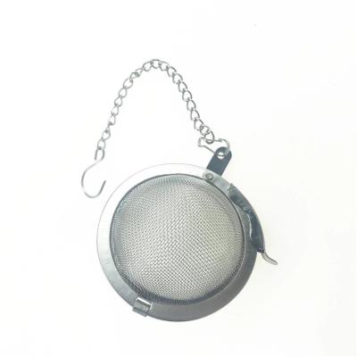 China Sustainable Reusable Eco - Friendly Stainless Steel 304 Wire Mesh Spherical Tea Strainer Chain And Hook for sale