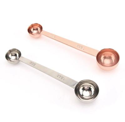 China Durable Stainless Steel Scale Double Headed Teaspoon Doser Rose Gold Doser for sale