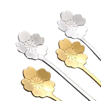 China INS Style Stainless Steel Flower Spoon Viable Hot Selling Gold Teaspoon for sale