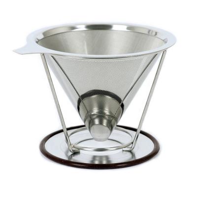 China Viable Hot Sale Household Metal Mesh Strainer Reusable Stainless Steel Portable Coffee Filter With Stand Holder for sale