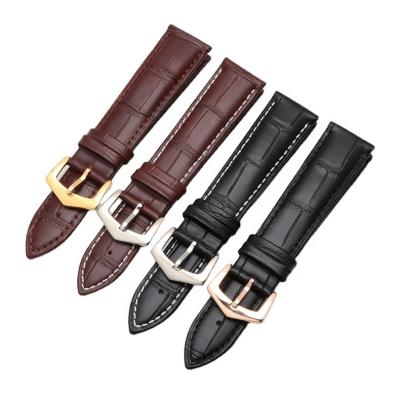 China 18 19 20 21 22 Millimeter Genuine Leather Watch Strap Band Crocodile High Quality Cowhide Luxury Grain Leather for sale