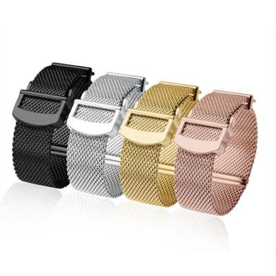 China Adjustable Stainless Steel Metal Milanese Watch Band For IWC Watch Black Stainless Steel 20 22 Mm Mesh Strap for sale