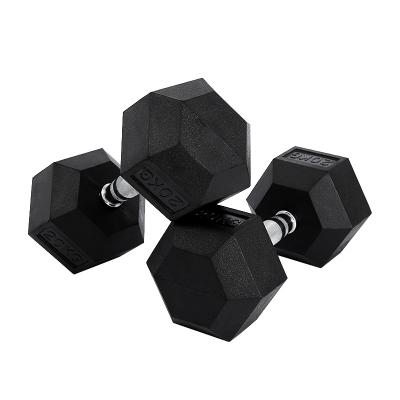 China Universal Weightlifting Dumbbell High Quality Cast Iron Fitness Gym Hexagon Rubber Dumbbells for sale