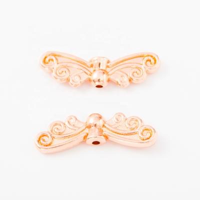 China Fashionable Hot Selling Alloy Rose Gold Pendant Double Waist Small Wing Beads Pendant Charms For Fashion Jewelry for sale