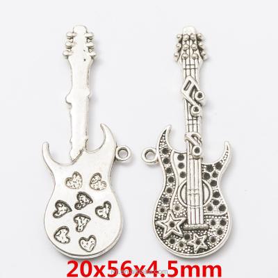 China Factory Wholesale Fashionable Alloy Acoustic Guitar Antique Silver Instrument Charms Pendant for sale