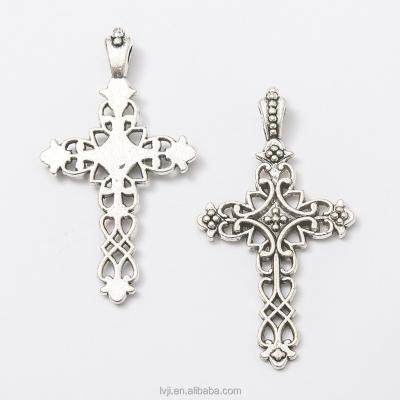 China Best Selling Fashionable Custom Alloy Cross Pendant, Necklace & Key Chain & Bracelet Parts Metal Cross Crucifix Charm for sale